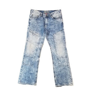 request jeans men's 34x30 relaxed straight blue denim pants Y2K acid washed